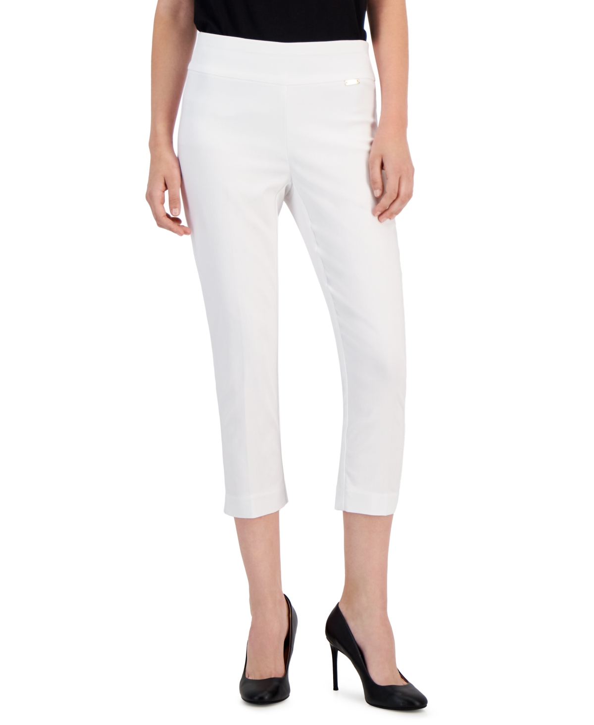 I.n.c. International Concepts Women's Tummy-control Pull-on Straight-leg  Pants, Created For Macy's In Deep Black