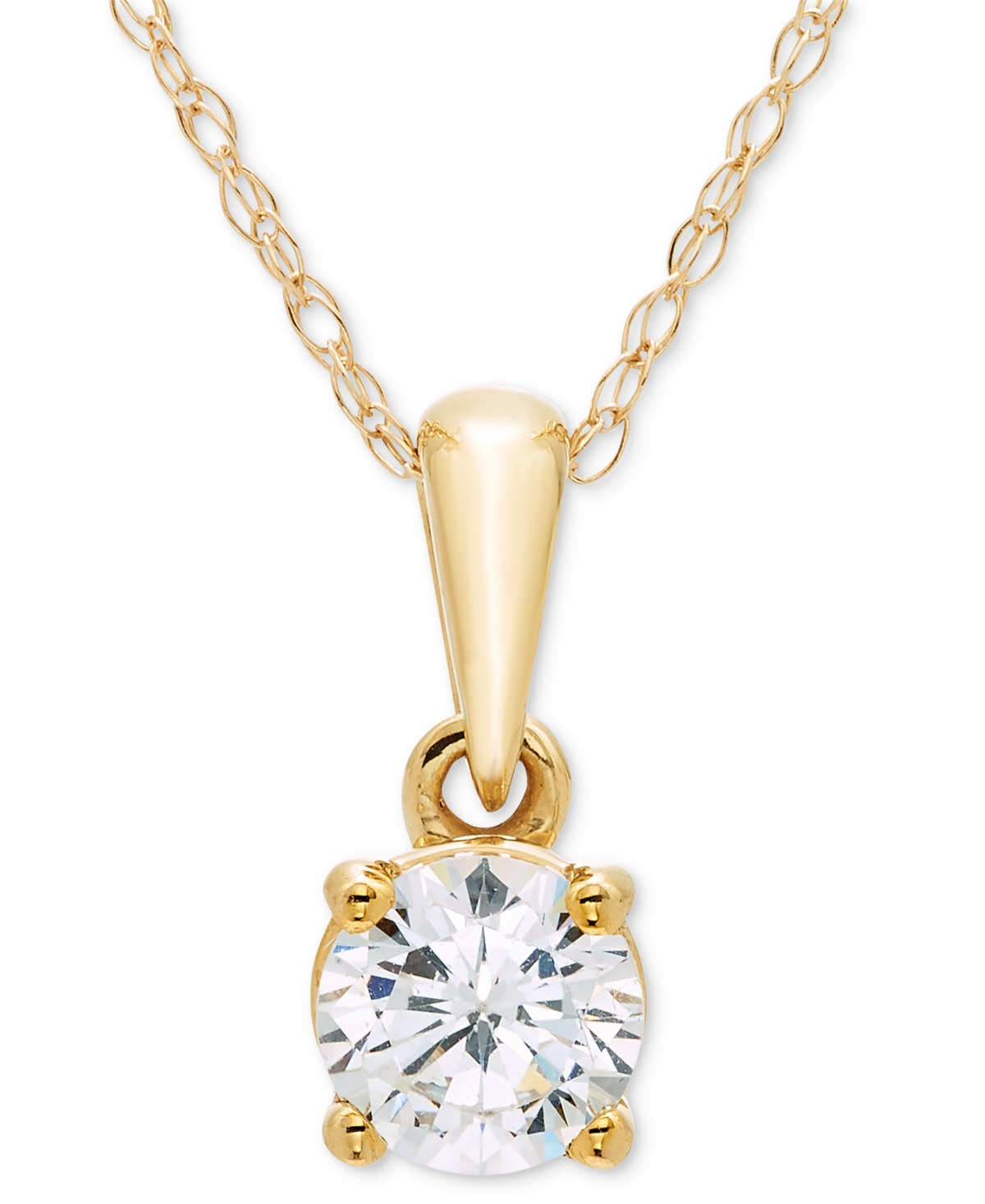 Macy's Diamond Solitaire 18" Pendant Necklace (1/3 Ct. T.w.) In 14k Gold In Yellow Gold