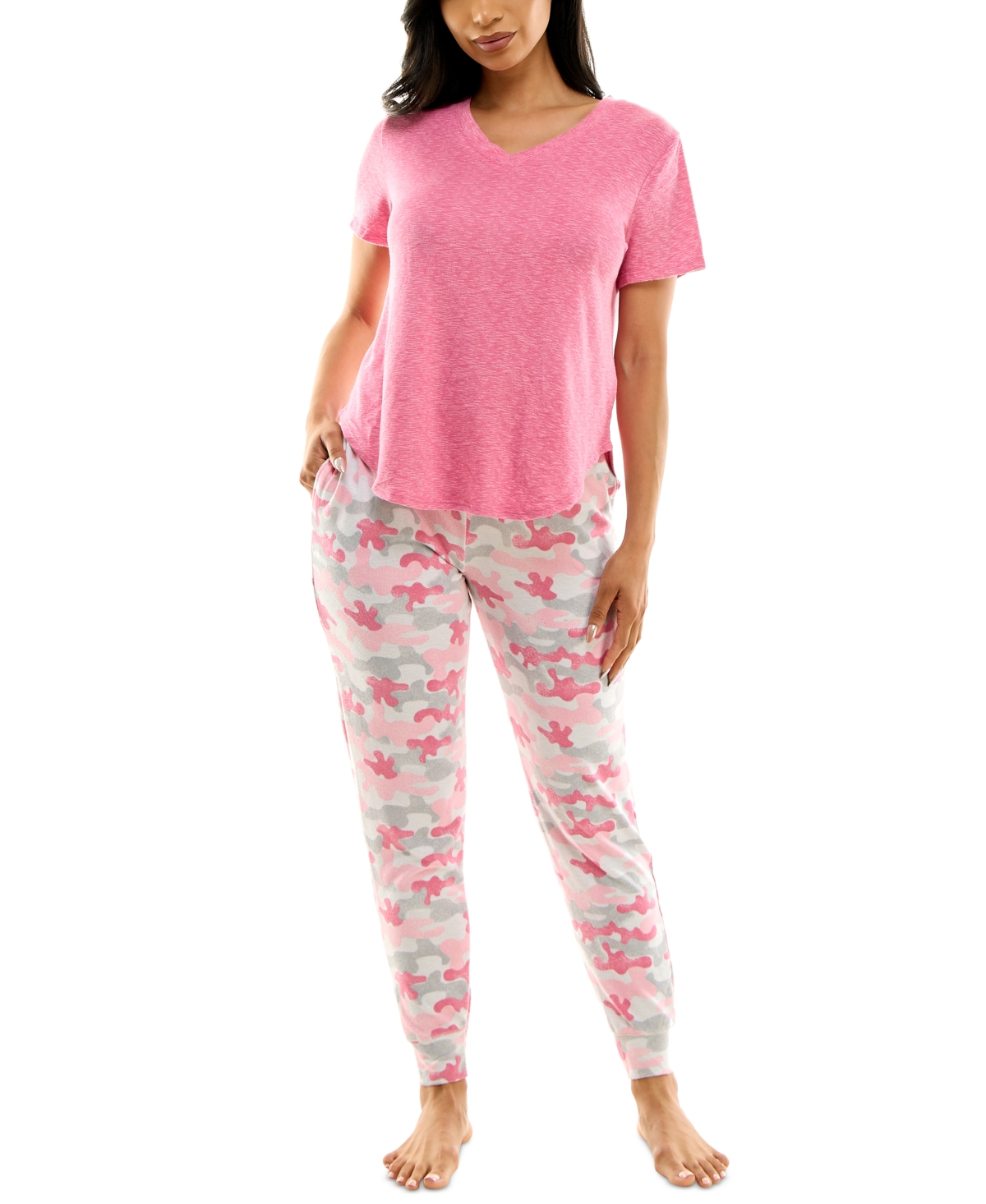 Roudelain V-Neck T-Shirt & Jogger Pants Pajama Set - Macy's