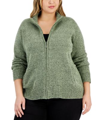 Karen Scott Plus Size Zip-Front Sweater, Created For Macy's - Macy's