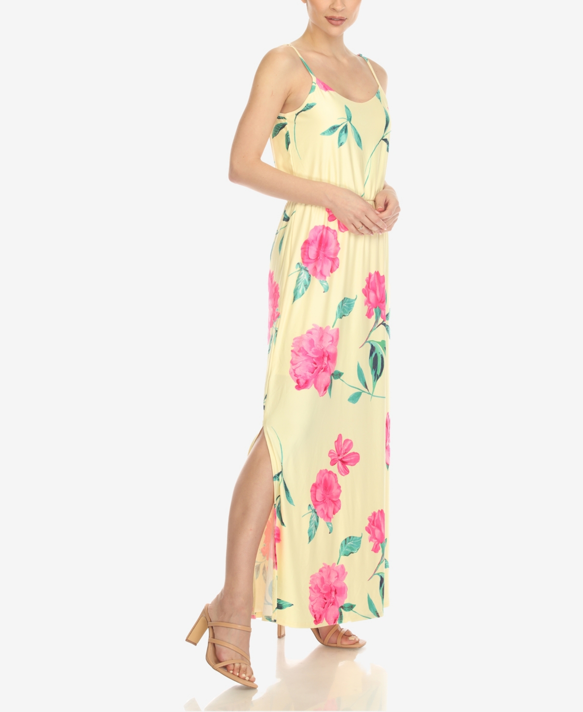 Women's Floral Strap Maxi Dress - Blue, Orange