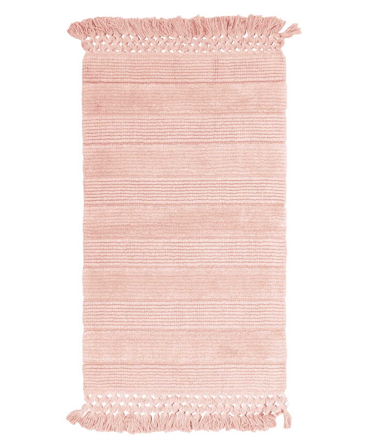 French Connection Safira Fringe Cotton Bath Rug Collection Bedding In Blush