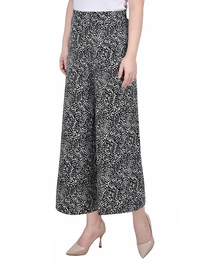 NY Collection Petite Short Mid Rise Pull On Wide-Leg Palazzo Pant - Macy's