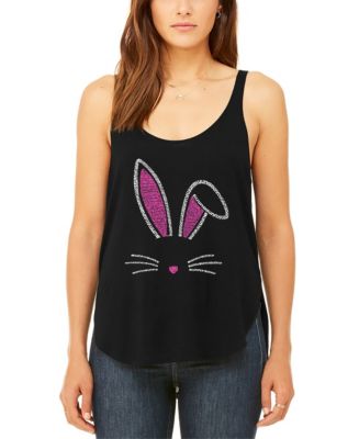 売れ筋商品|||エルエーポップアート カットソー トップス レディース Women's Premium Bunny Ears Word Art Flowy Tank Top Black LA Pop Art Women's Premium Bunny Ears Word Art Flowy Tank