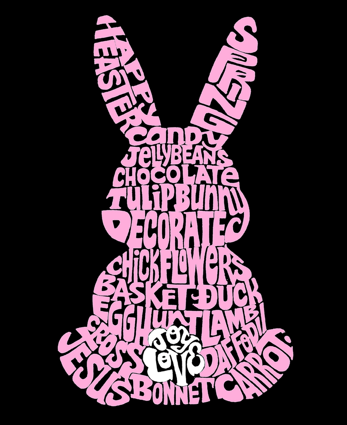 La Pop Art Women's Premium Easter Bunny Word Art Flowy Tank Top