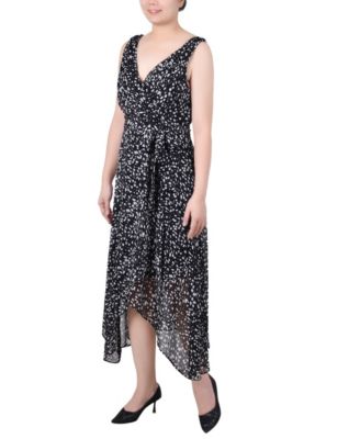 Petite Sleeveless Wrap Chiffon Dress