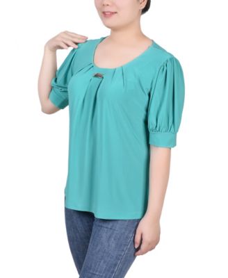 Petite Short Sleeve Balloon Sleeve Top