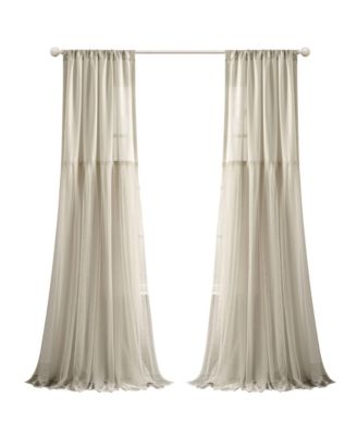 Lush Decor Tulle Skirt Solid Light Filtering Window Curtain Panels Pair 40"W x 84"L Light Gray - Cute Curtains for Bedroom - Nursery Decor