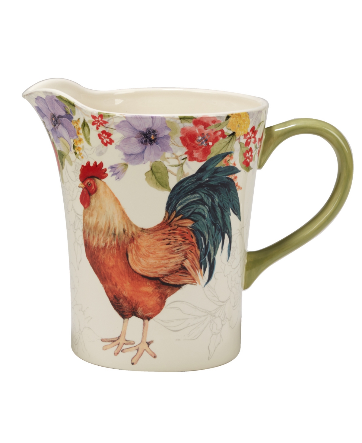 Certified International Floral Rooster Pitcher