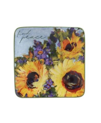 Sunflower Bouquet Set of 4 Canape Plates, 6"