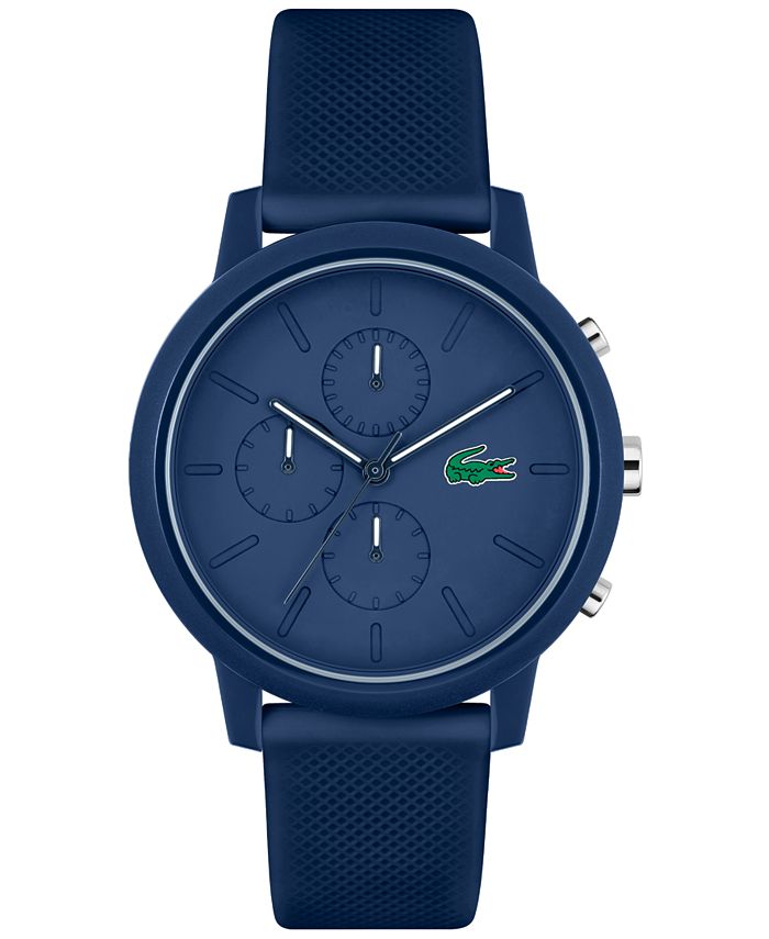- L Men\'s Strap Lacoste 43mm 12.12. Chrono Blue Macy\'s Navy Silicone Watch