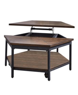 Steve Silver Ultimo 36" Hexagonal Wood and Iron Lift-Top Cocktail