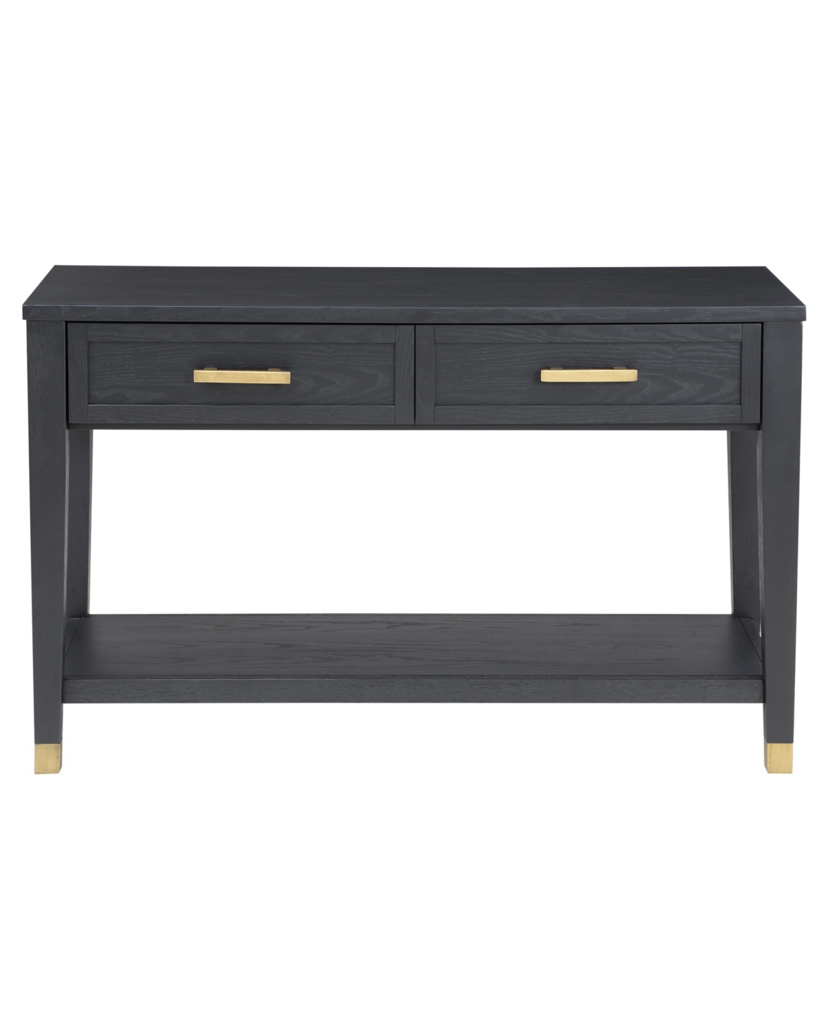 Steve Silver Yves Wood Sofa Table - Rubbed Charcoal with Brushed Brass Accen