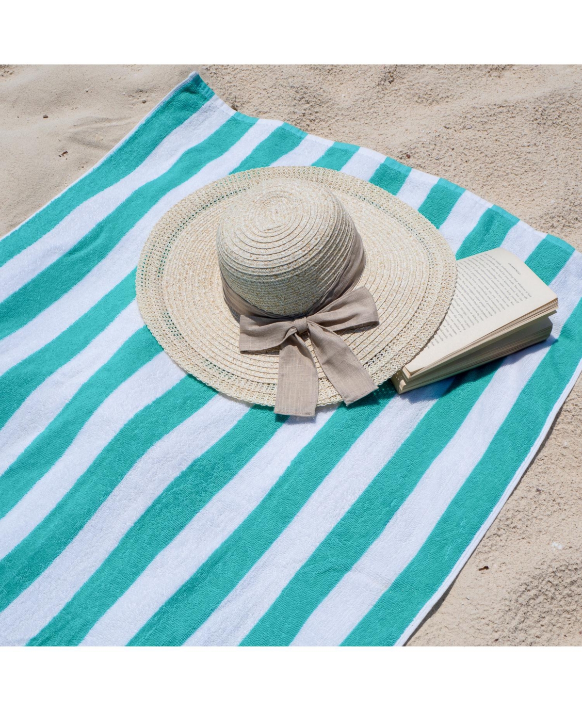 Arkwright Home California Cabana Beach Towel (4 Pack, 30x70 in.), Striped, Soft Ringspun Cotton, Oversized Cabana Pool Towel