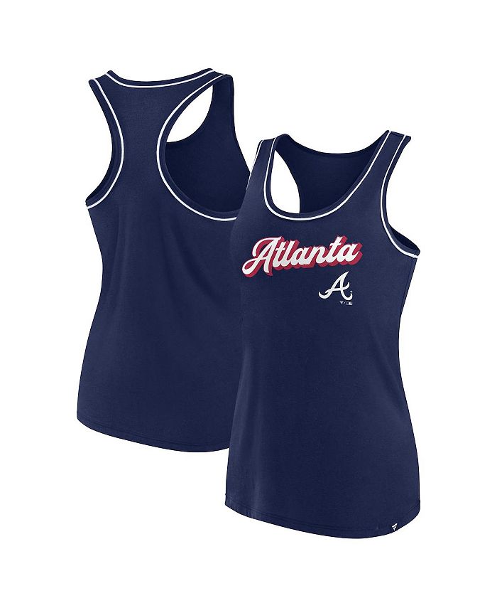 Women's Atlanta Braves Fanatics Branded Navy/Red Fan T-Shirt