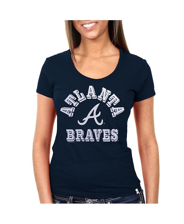 47 Brand Women's Atlanta Braves Ultra Rival Metallic Script T-Shirt - Macy's