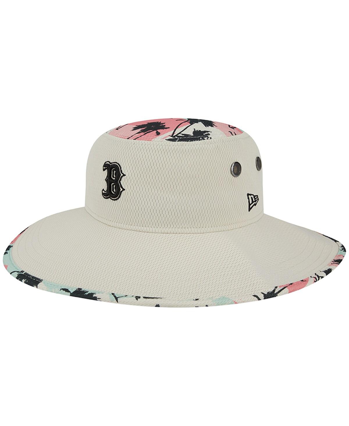 Shop New Era Men's  Natural Boston Red Sox Retro Beachin' Bucket Hat