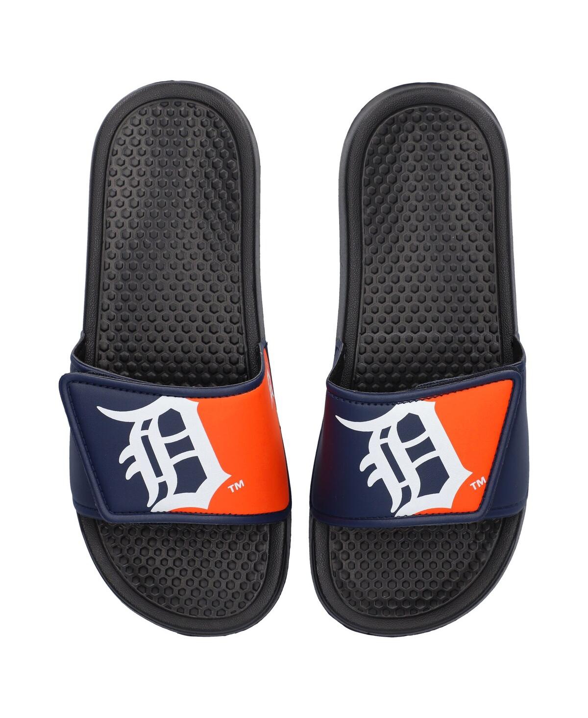 Foco Kids' Youth Boys And Girls  Detroit Tigers Colorblock Big Logo Legacy Slide Sandals In Black