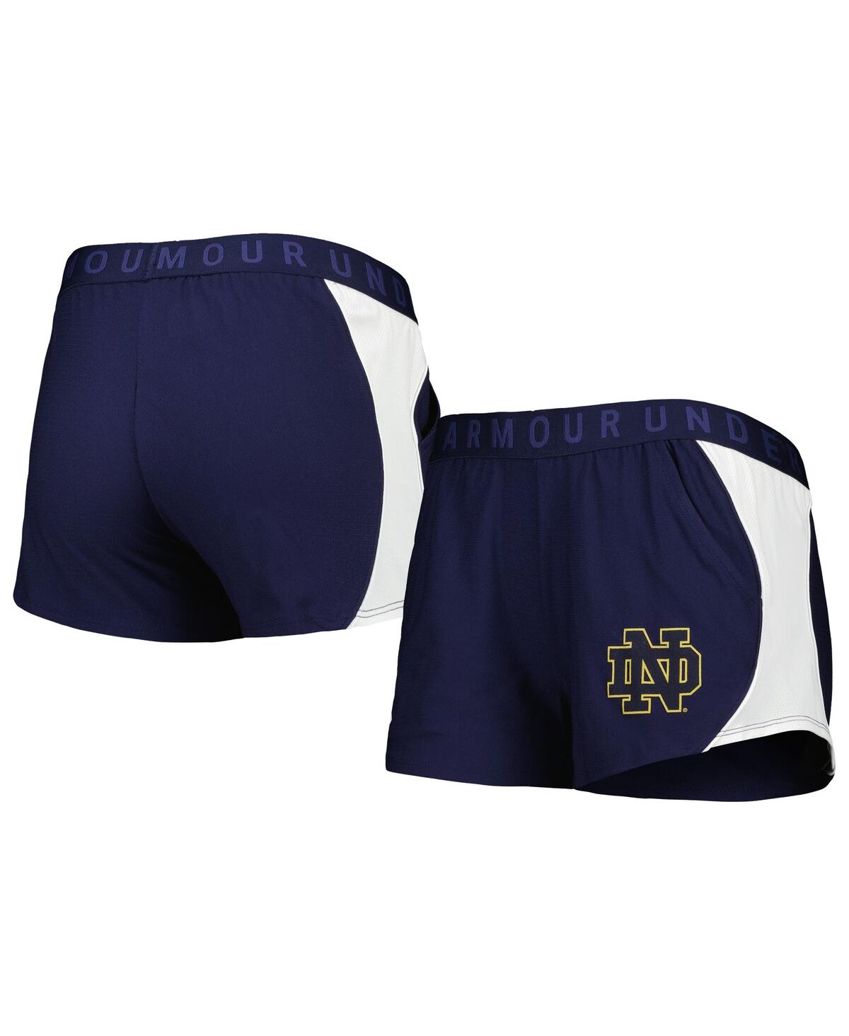 Under Armour Women's  Navy And Green Notre Dame Fighting Irish Game Day Tech Mesh Performance Shorts In Navy,green
