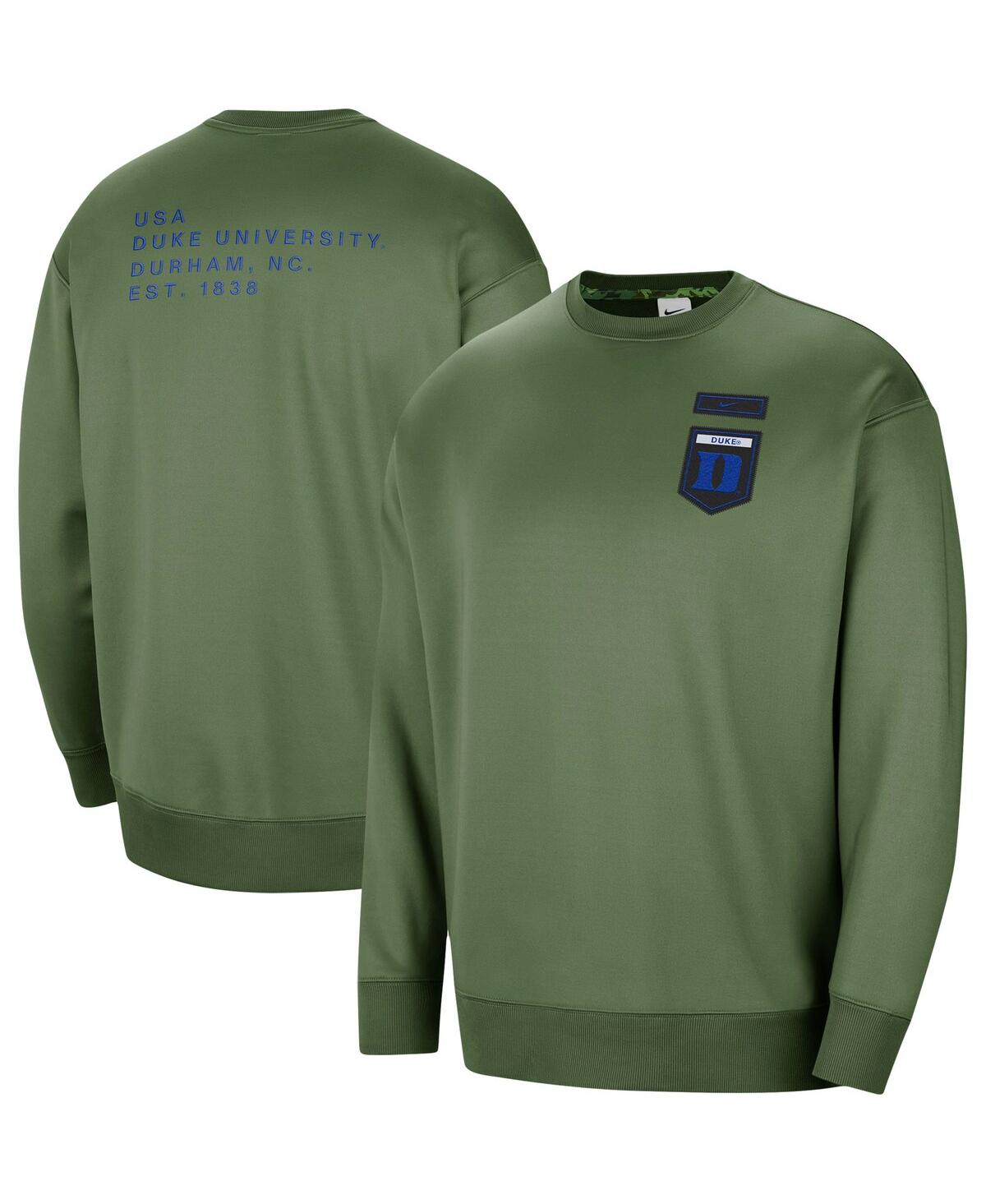 Shop Nike Women's  Olive Duke Blue Devils Military-inspired Collection All-time Performance Crew Pullover