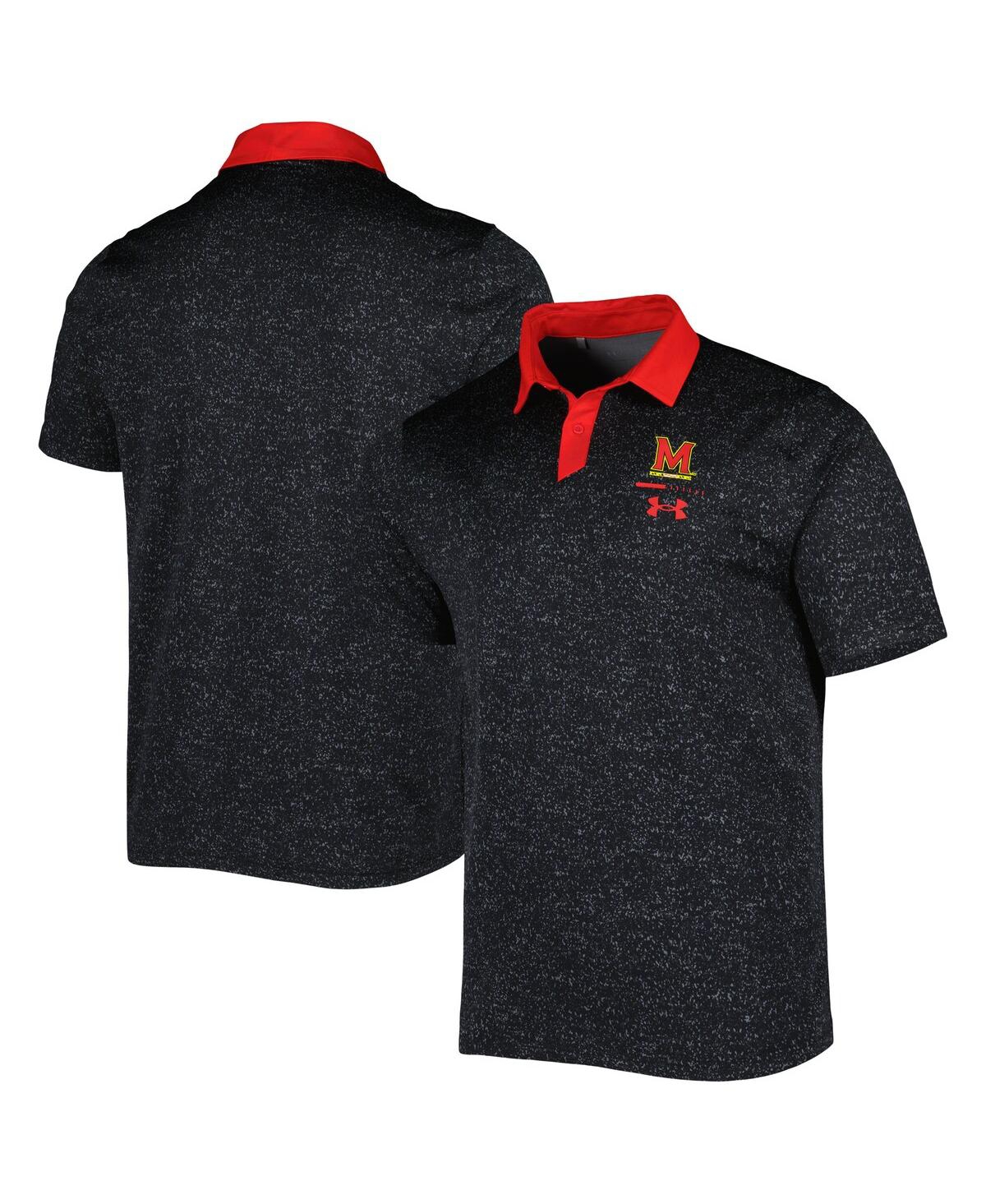 Shop Under Armour Men's  Black Maryland Terrapins Static Performance Polo Shirt
