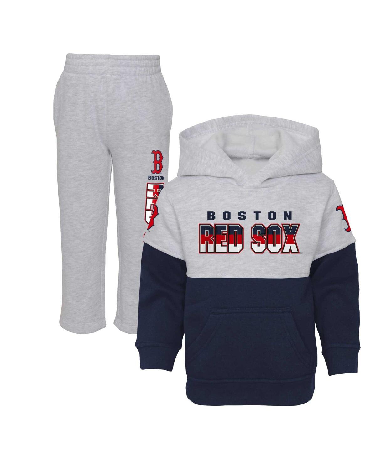 Outerstuff Babies' Toddler Boys And Girls Navy, Heather Gray Boston Red Sox Two-piece Playmaker Set In Navy,heather Gray