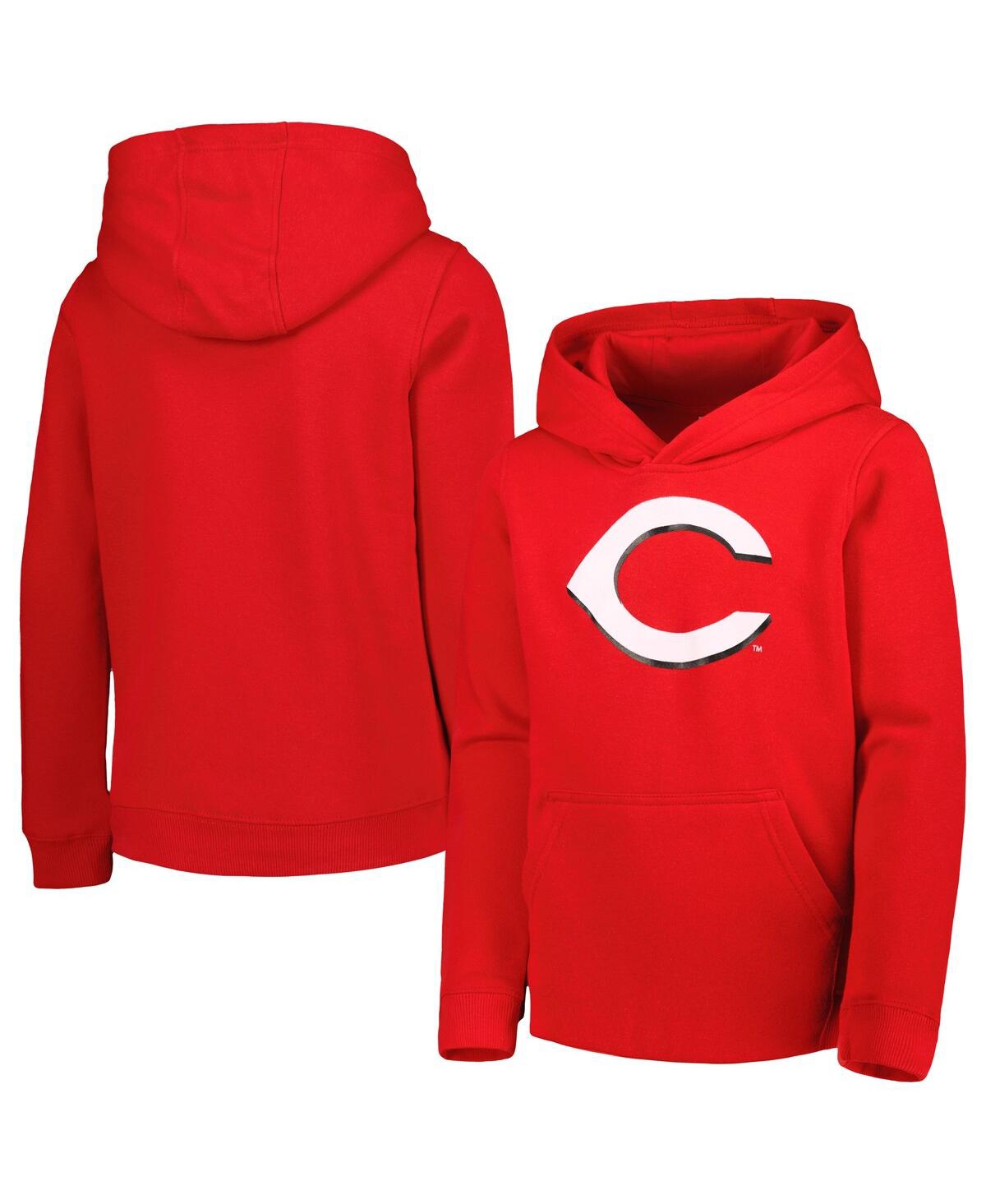 OUTERSTUFF BIG BOYS AND GIRLS RED CINCINNATI REDS TEAM PRIMARY LOGO PULLOVER HOODIE