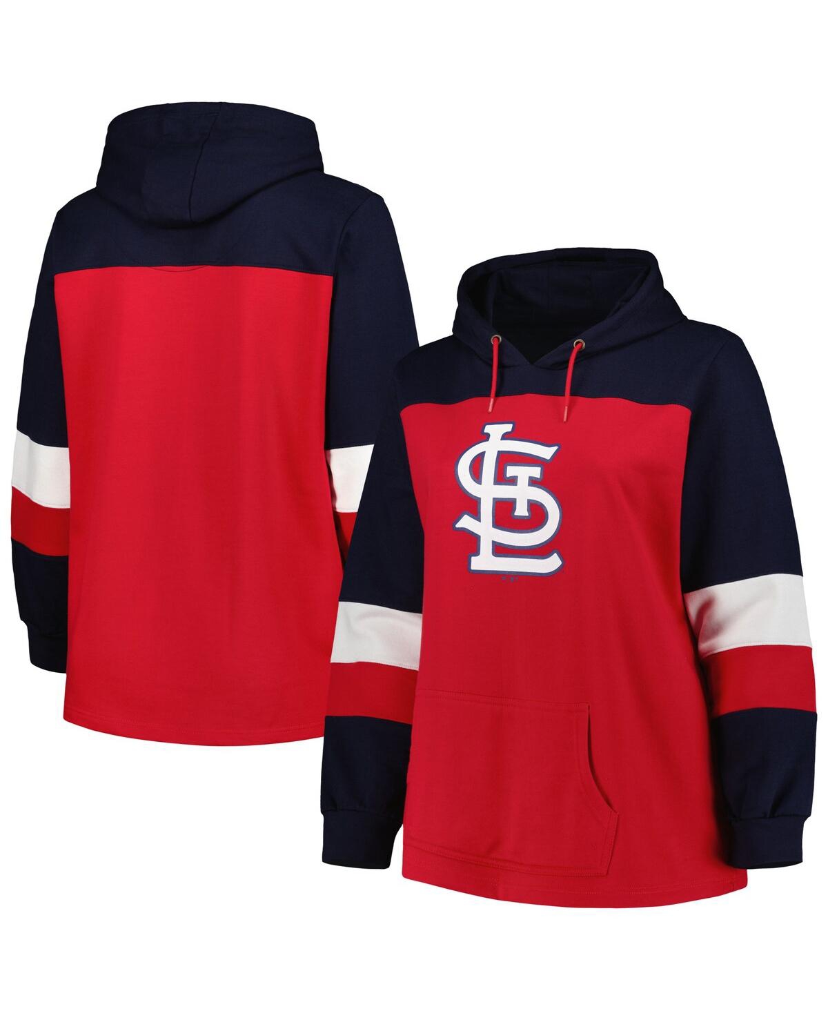 PROFILE WOMEN'S RED ST. LOUIS CARDINALS PLUS SIZE COLORBLOCK PULLOVER HOODIE