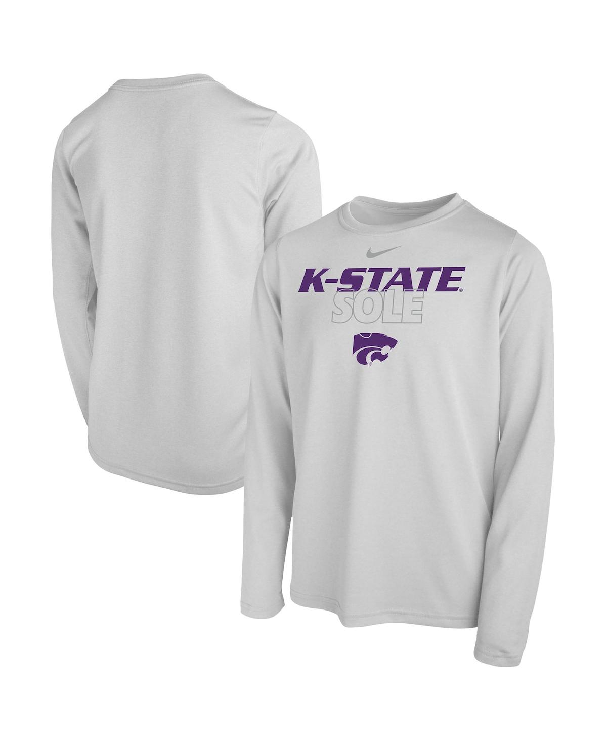 Nike Kids' Big Boys And Girls  White Kansas State Wildcats Sole Bench T-shirt