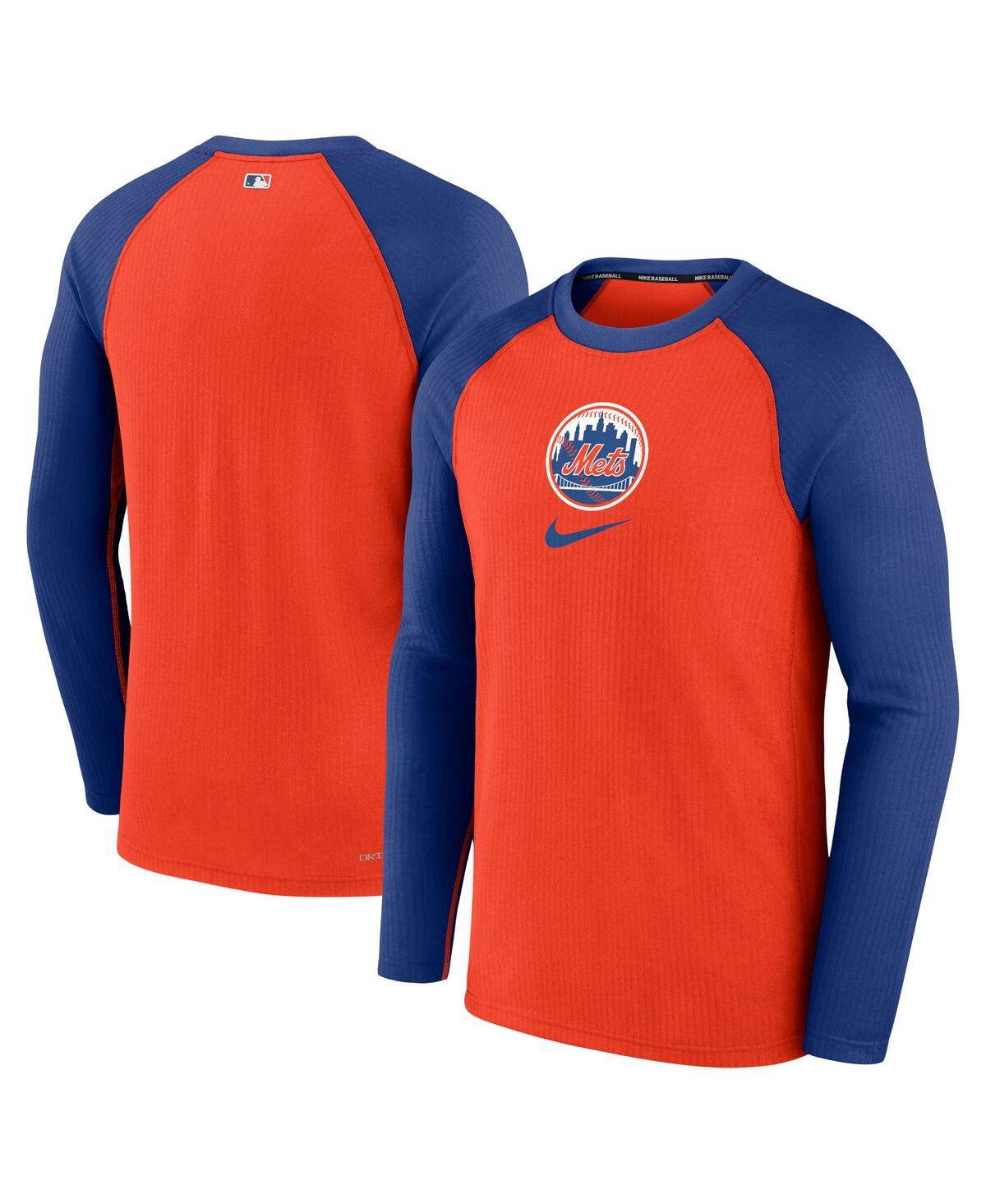 Shop Nike Men's  Orange New York Mets Authentic Collection Game Raglan Performance Long Sleeve T-shirt