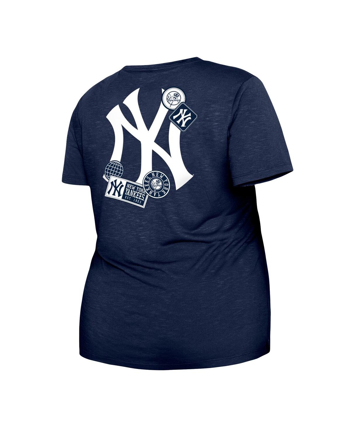 New Era Navy New York Yankees Plus Size Two-hit Front Knot T-shirt