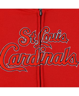 Big Boys and Girls Red St. Louis Cardinals Wordmark Full-Zip Fleece Hoodie