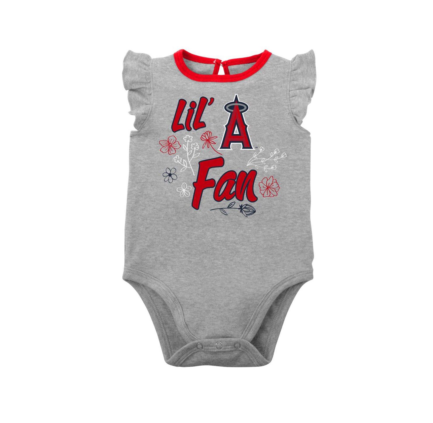 Newborn and Infant Boys and Girls Red, Heather Gray Los Angeles Angels Little Fan Two-Pack Bodysuit Set