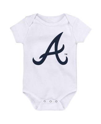 Newborn and Infant Boys and Girls Red, Navy, White Atlanta Braves Minor League Player Three-Pack Bodysuit Set