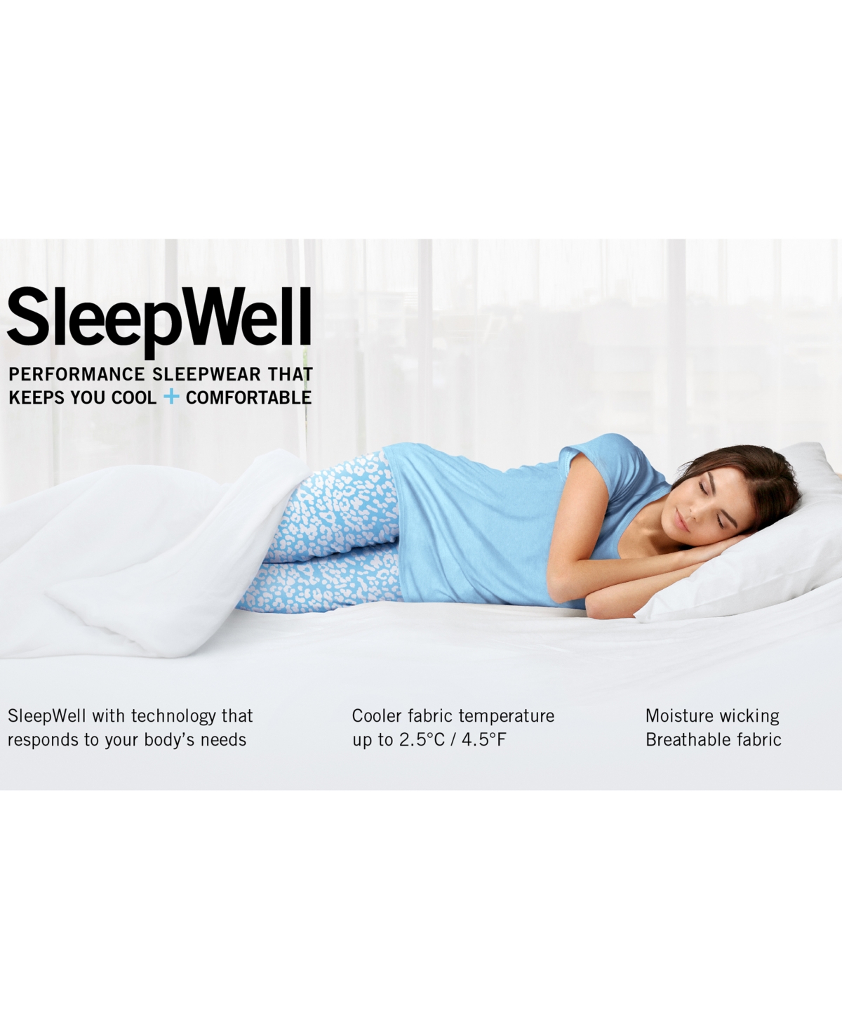 Hue Womens Plus size Sleepwell Solid S/S V-Neck T-Shirt with Temperature Regulating Technology
