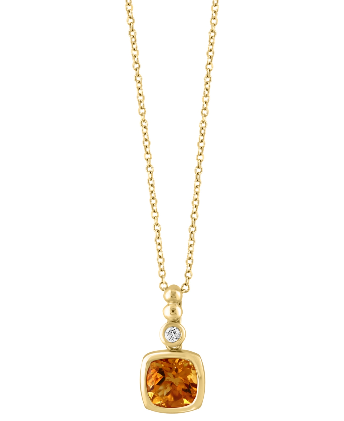 Effy Collection Effy Citrine (1-1/3 Ct. T.w.) & White Topaz (1/20 Ct. T.w.) 18" Pendant Necklace In 14k Gold-plated In Yellow Gol