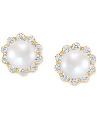 Birthstone Stud Earrings in 14k Gold or 14k White Gold