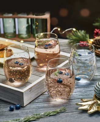 Party Stemless Wine Glasses, Set of 4