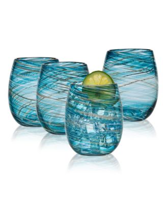 Color Swirl Stemless Glasses, Set of 4