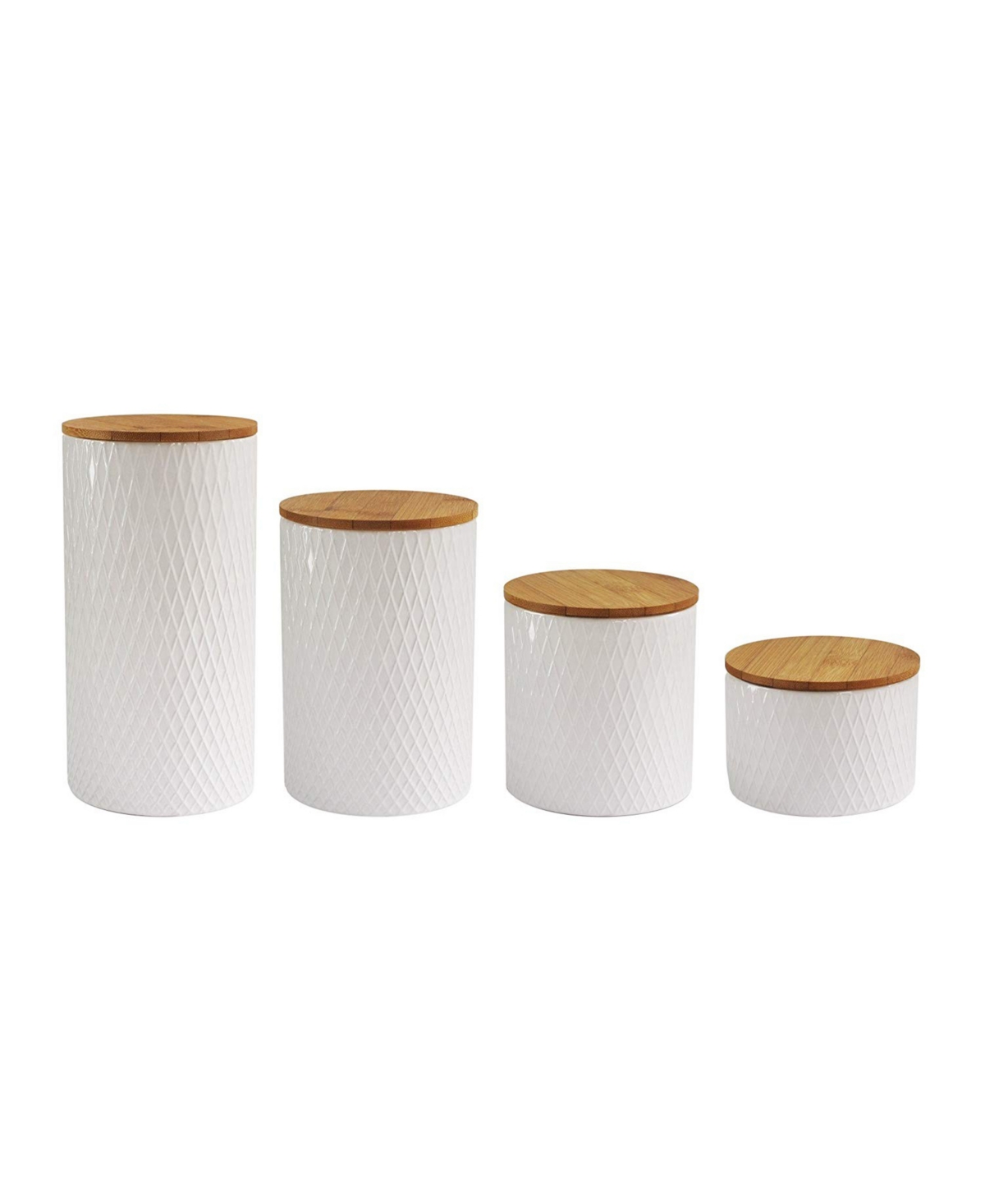 American Atelier Diamond Embossed White 4 Piece Canister Set