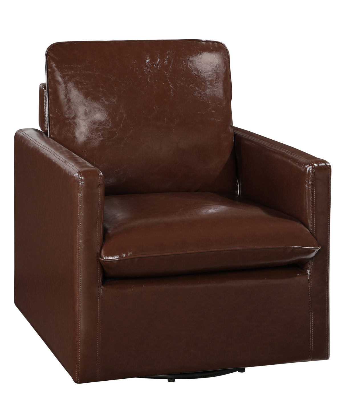 Furniture Of America Mira 34.5" Faux Leather Swivel Chair In Dark Brown