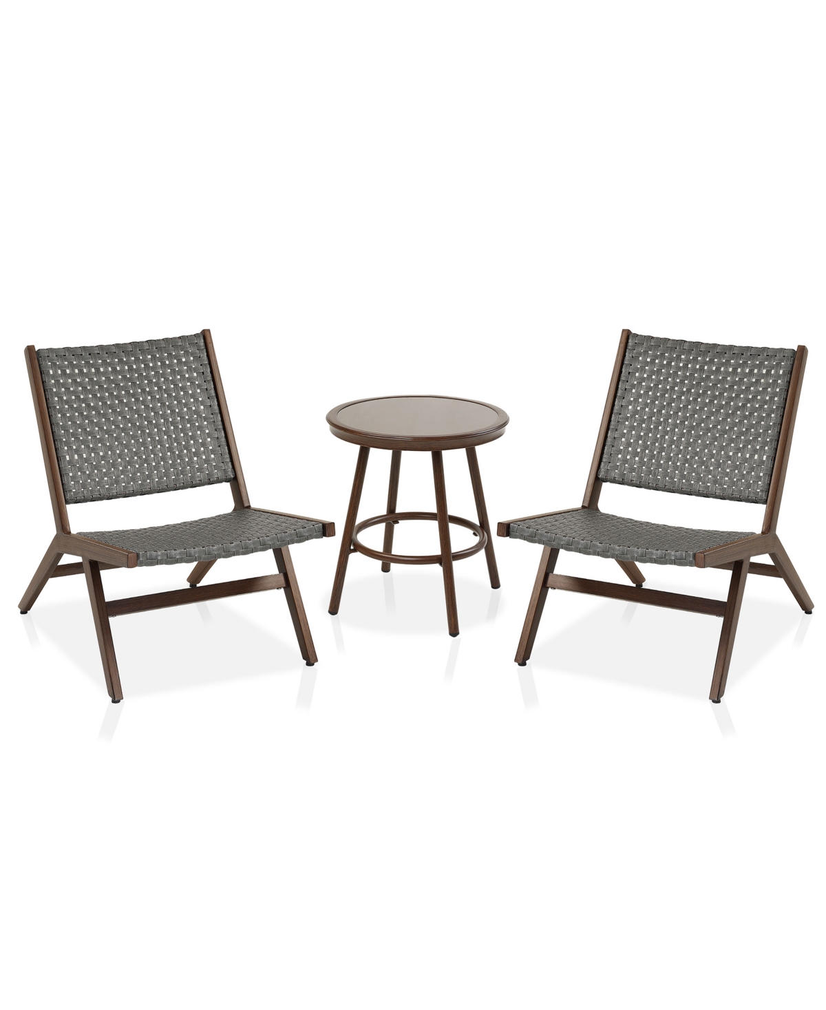 Furniture Of America Adagio Chair And Table 3 Piece Set In Dark Gray