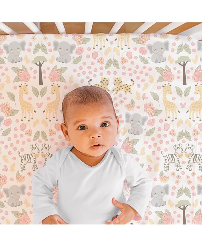 The Peanutshell Pink and Grey Wildest Dreams Crib Bedding Set for Baby