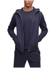 BOSS - Cotton zip-up hoodie with monogram jacquard