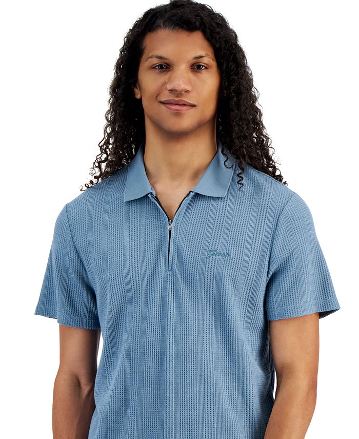 GUESS Men's Josh Textured Knit 1/4Zip Polo Shirt & Reviews Polos Men Macy's