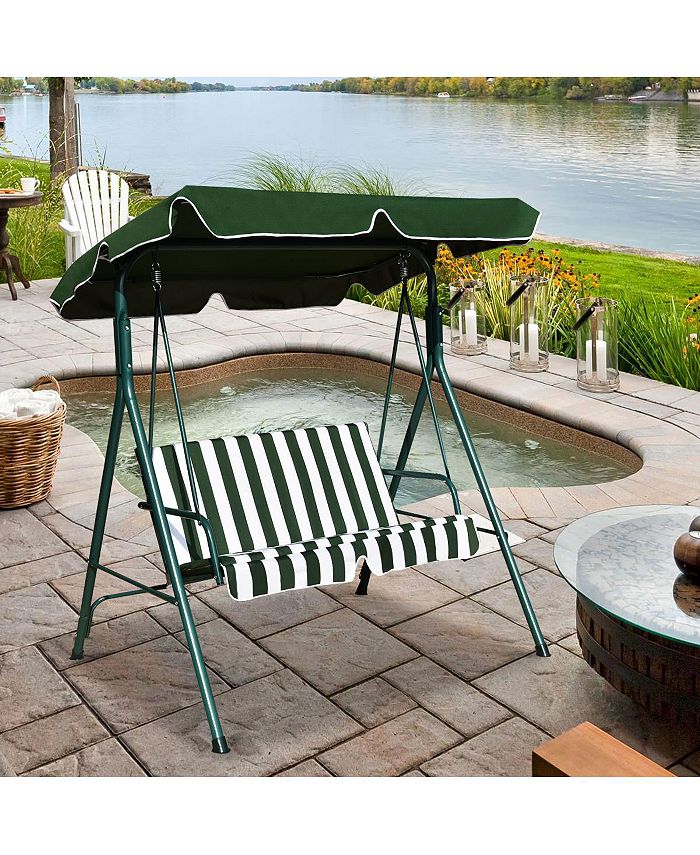 Costway Loveseat Patio Canopy Swing Glider Hammock Cushioned Steel
