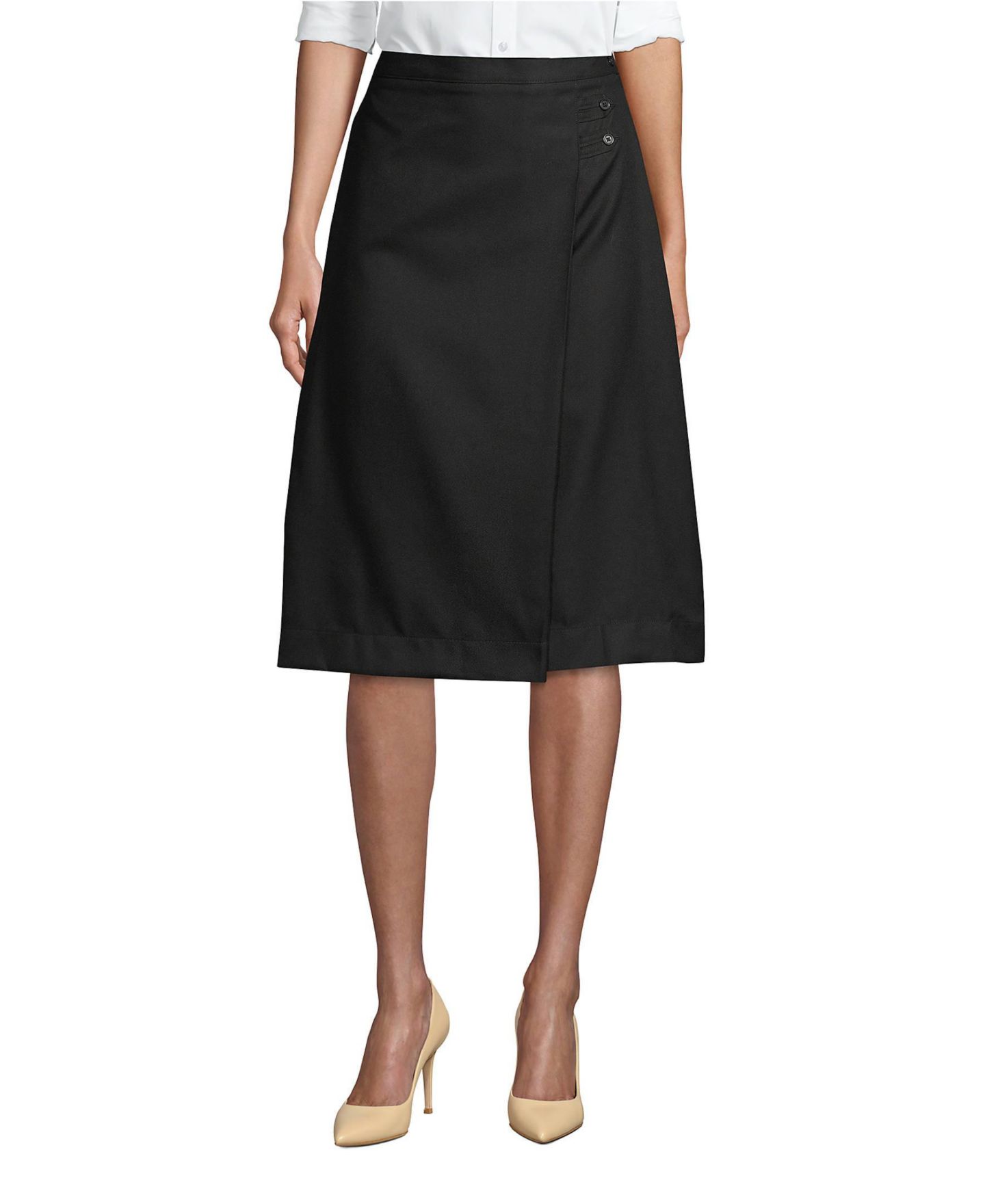 Женская юбка Lands' End School Uniform Solid A-line Skirt Below the Knee, цвет: Чёрный — фото 1