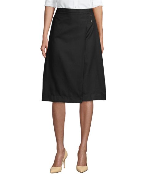 Женская юбка Lands' End School Uniform Solid A-line Skirt Below the Knee, цвет: Чёрный