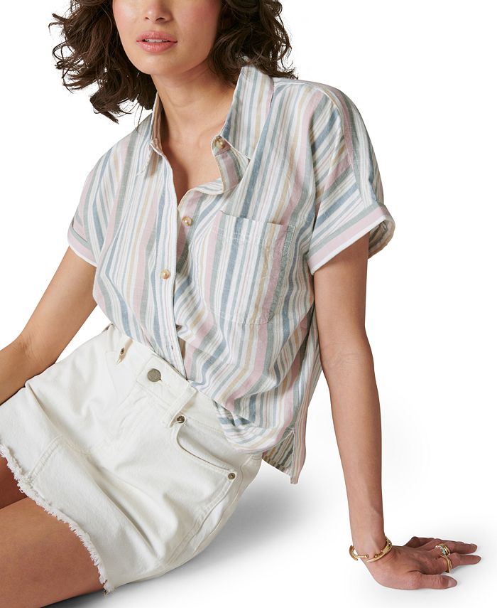 Lucky Brand Women's Striped Relaxed Workwear Shirt - Macy's