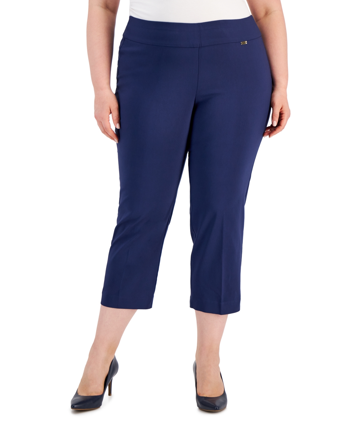 Plus Size Mid-Rise Pull-On Capri Pants, Created for Macy's - Winter Garden